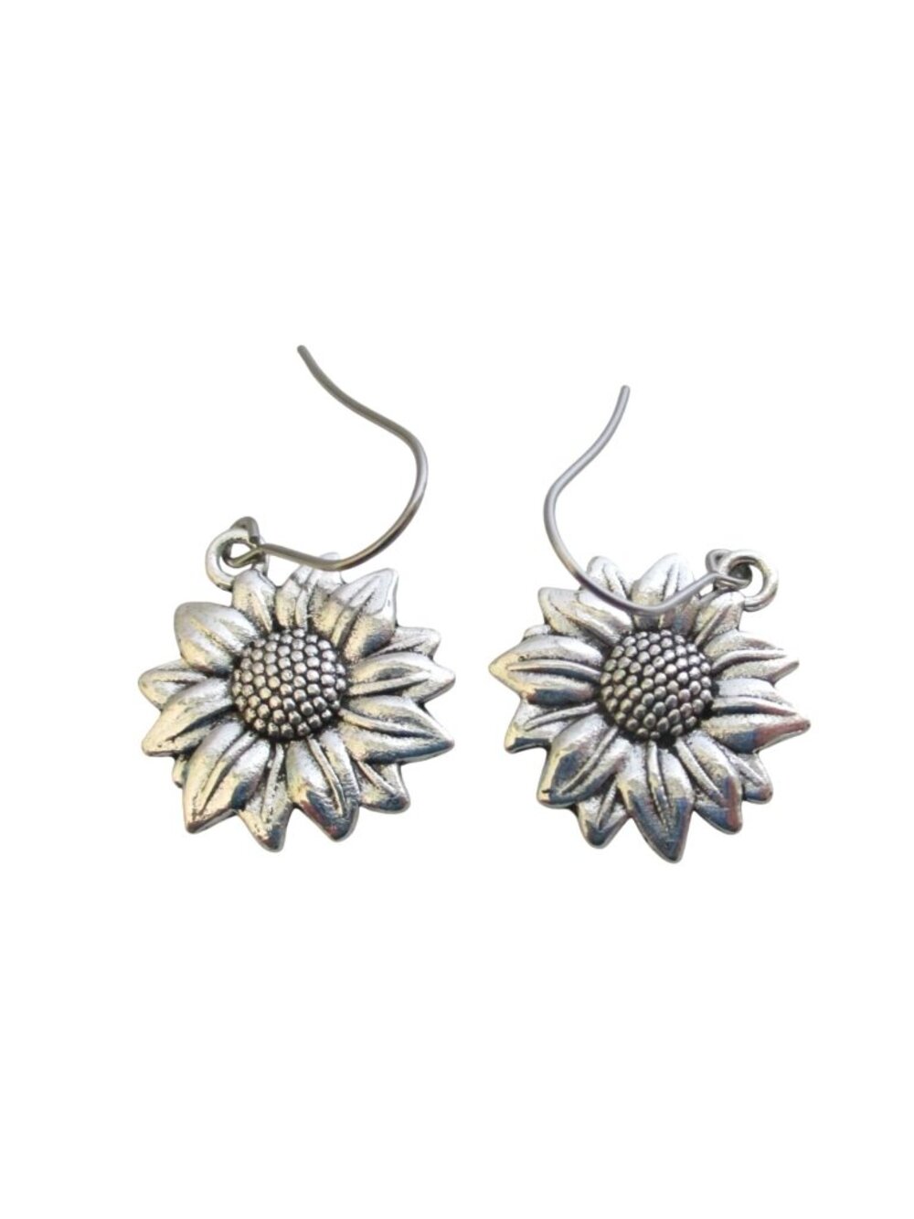 New Sunflower Dangle Earrings on Stainless Ear Wires Floral Gift